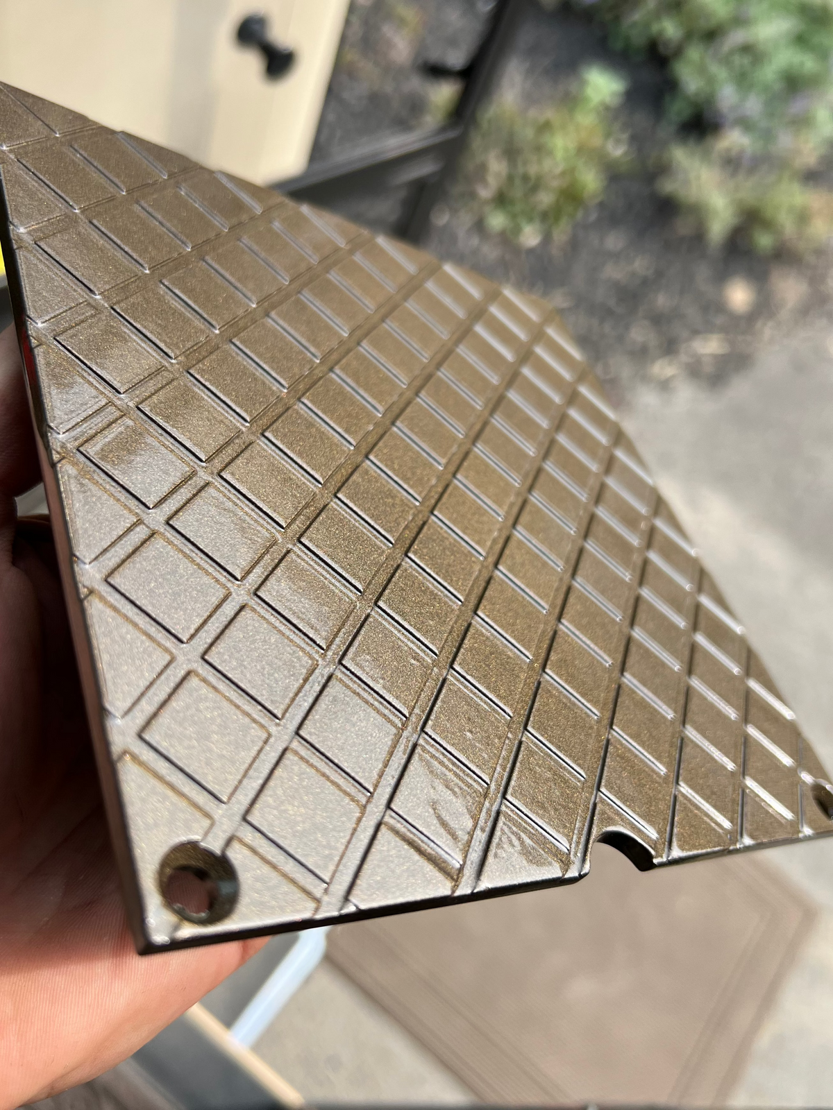 Powder coated steel cover fabricated for durable custom metal finishing at HM Metalworks